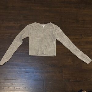 BP Gray V-Neck Ribbed Sweater